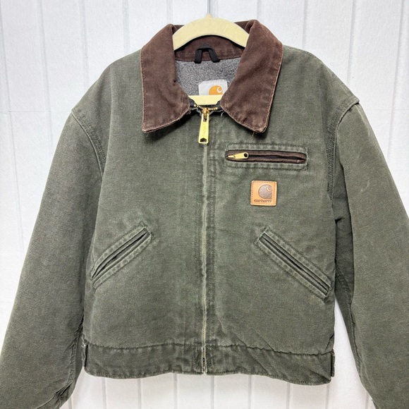 Carhartt Vintage J97 MOS Detroit Jacket Kids Youth GreenBlanket Lined Size M - Picture 2 of 11